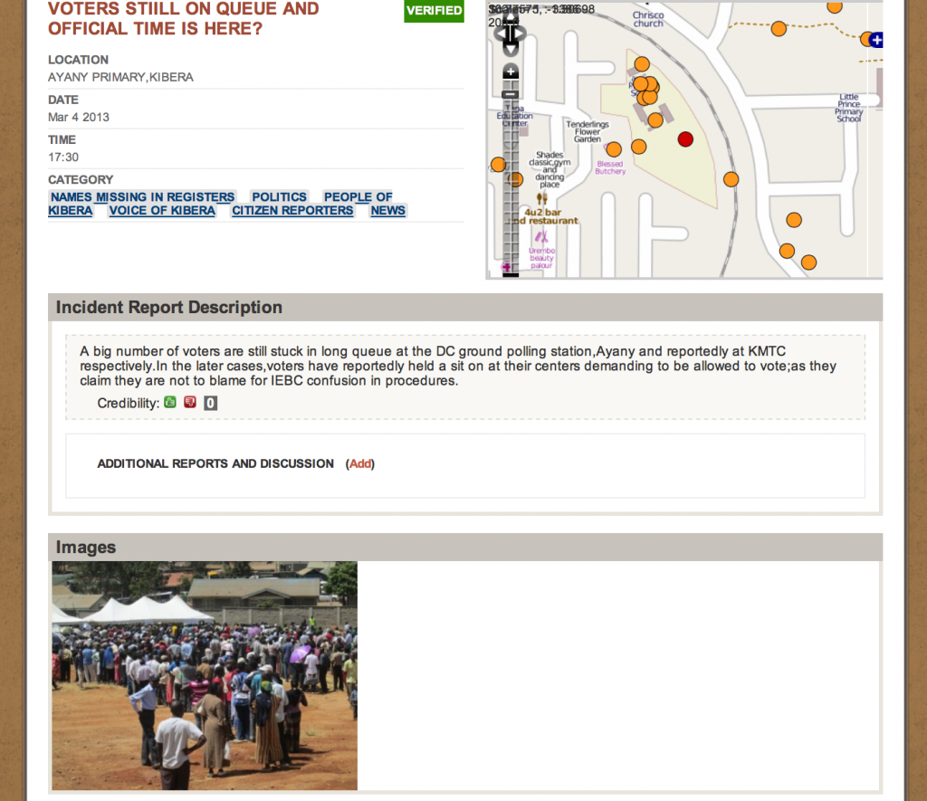 Example of election day report on Voice of Kibera